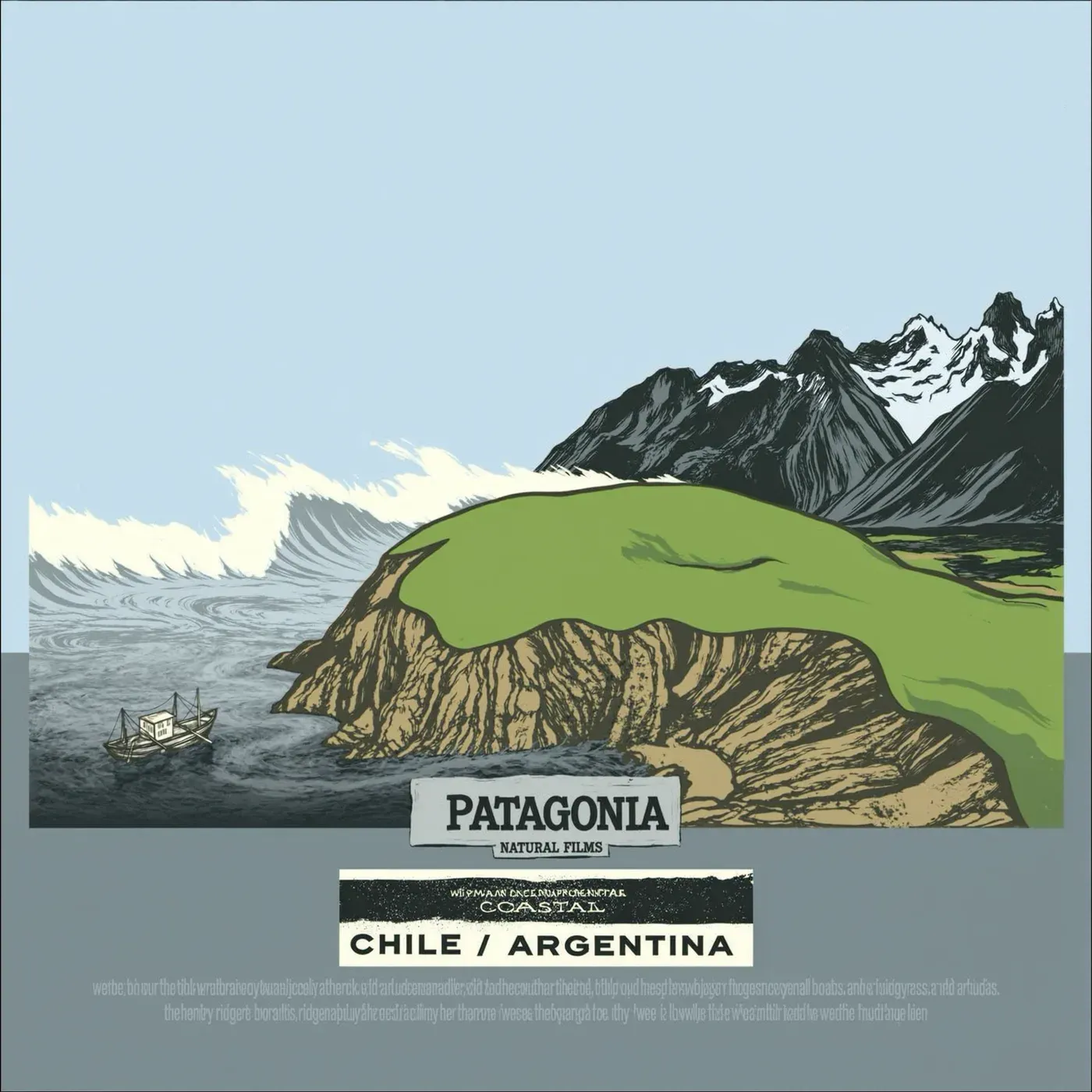 Illustrated coastal scene evoking USA — the home of Patagonia Provisions