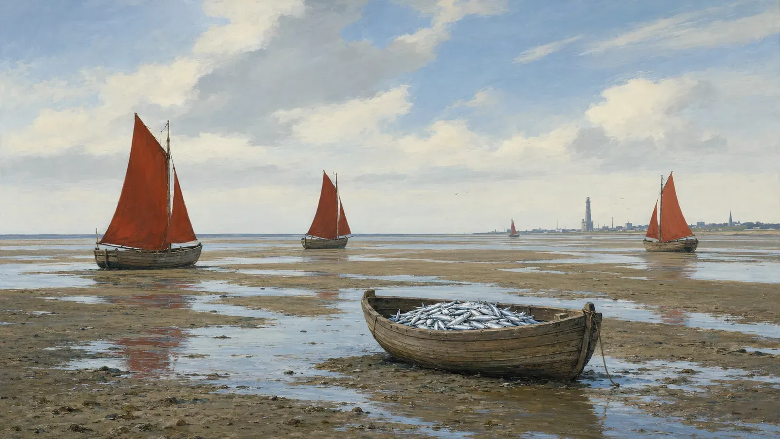 Illustrated coastal scene evoking Germany — the home of Appel Feinkost