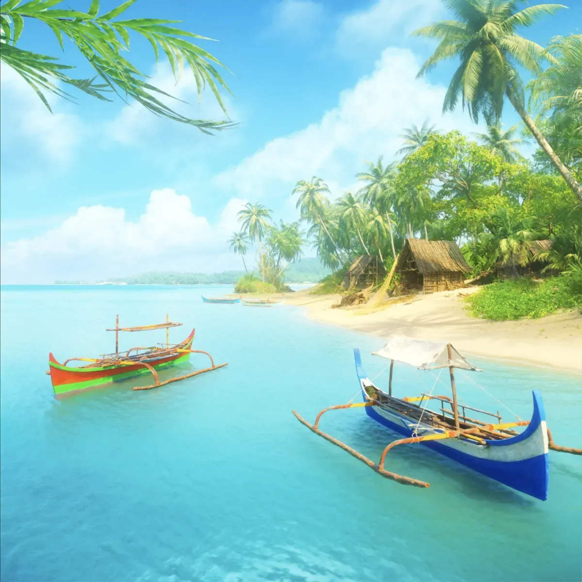 Illustrated coastal scene evoking Philippines — the home of Blue Bay
