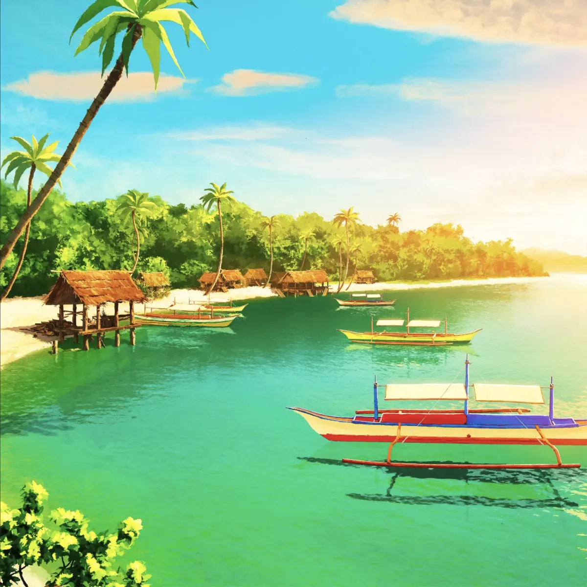 Illustrated coastal scene evoking Philippines — the home of Ligo