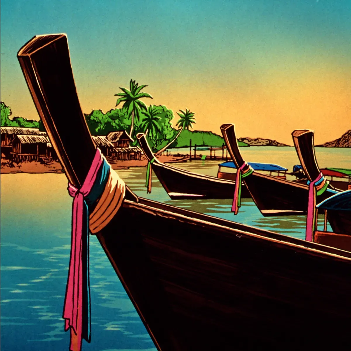 Illustrated coastal scene evoking Thailand — the home of Sea Value Group