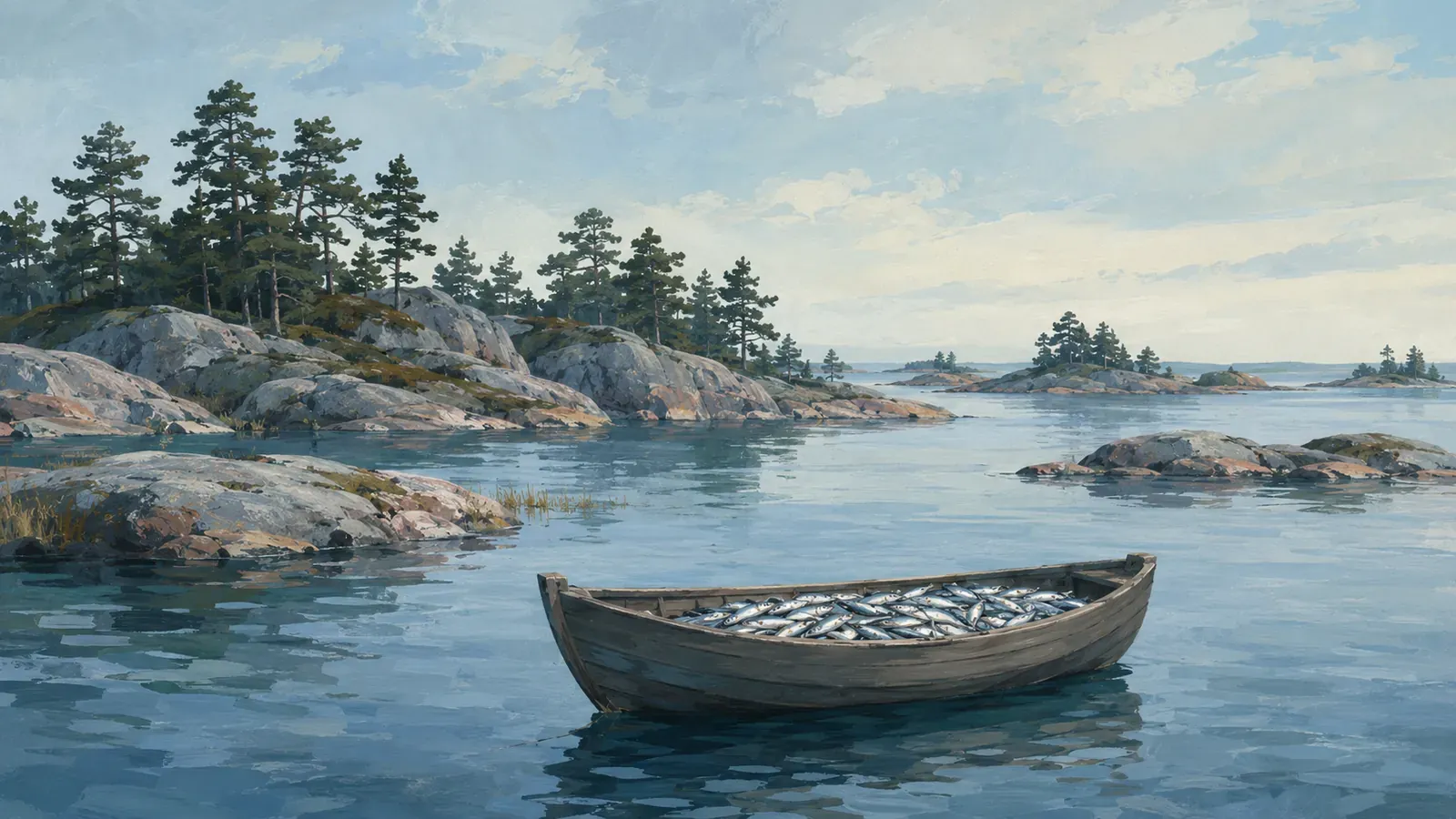 Illustrated coastal scene evoking Estonia — the home of DGM Shipping