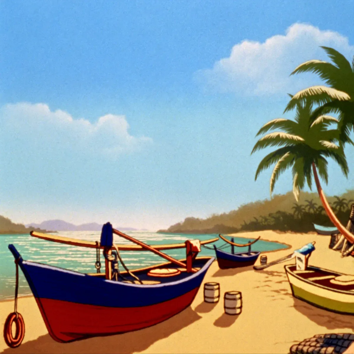 Illustrated coastal scene evoking Ecuador — the home of Dexiconsa