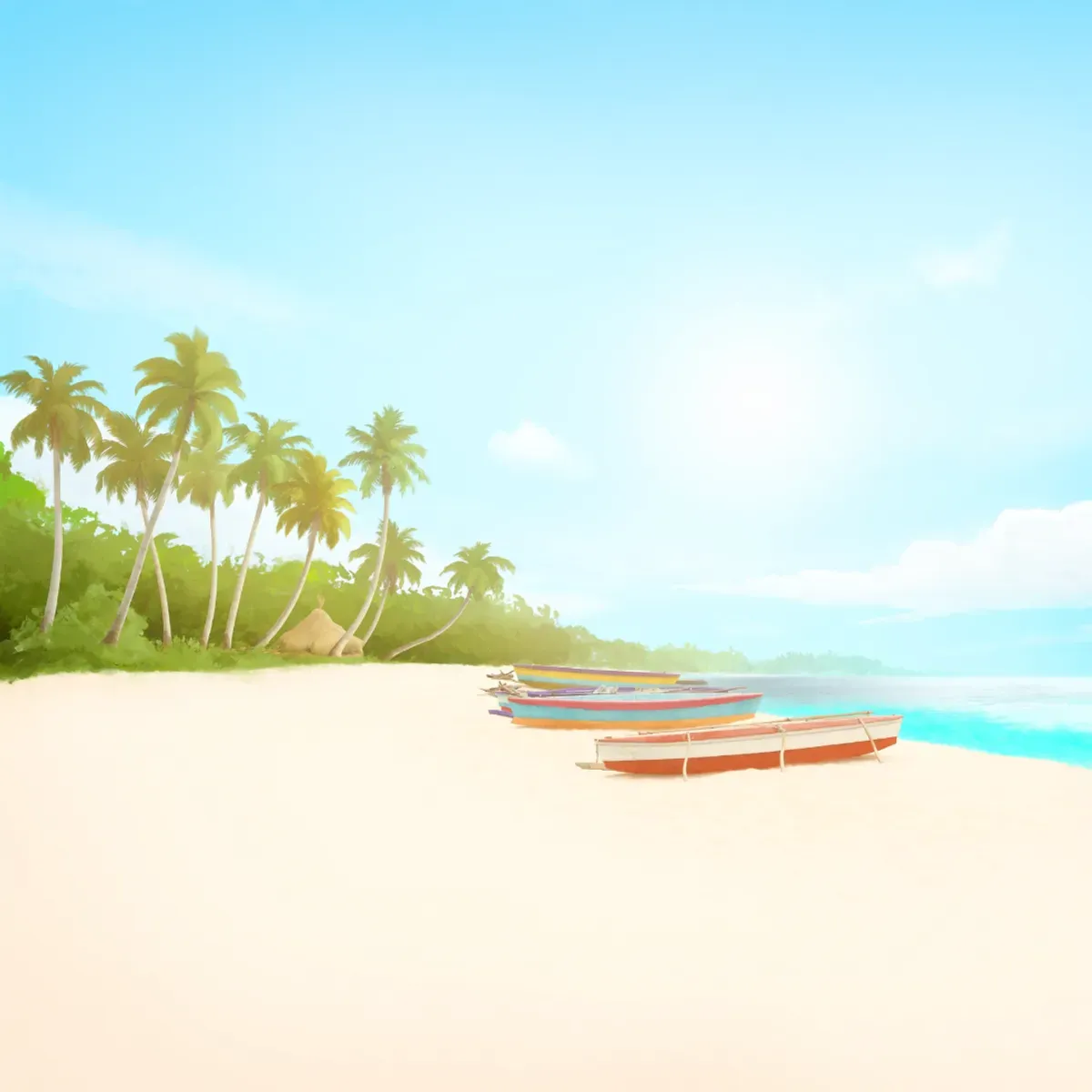 Illustrated coastal scene evoking Ecuador — the home of Isabel