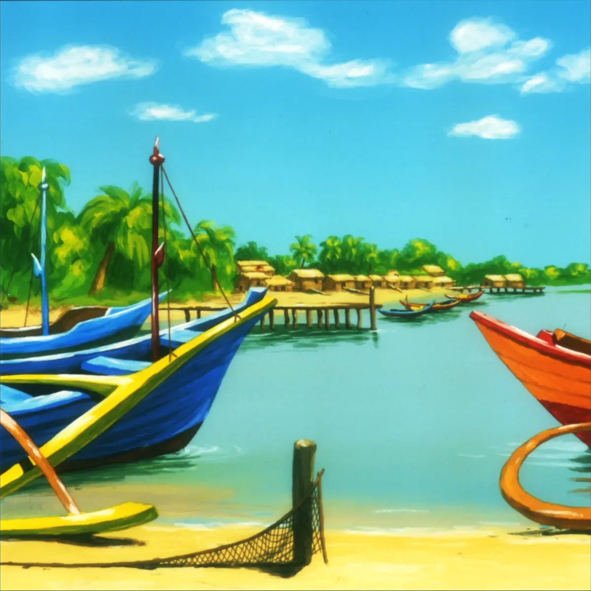 Illustrated coastal scene evoking Ecuador — the home of Real
