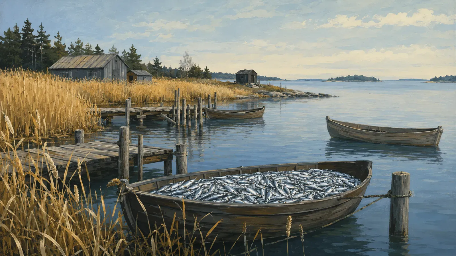 Illustrated coastal scene evoking Estonia — the home of Enterpriis