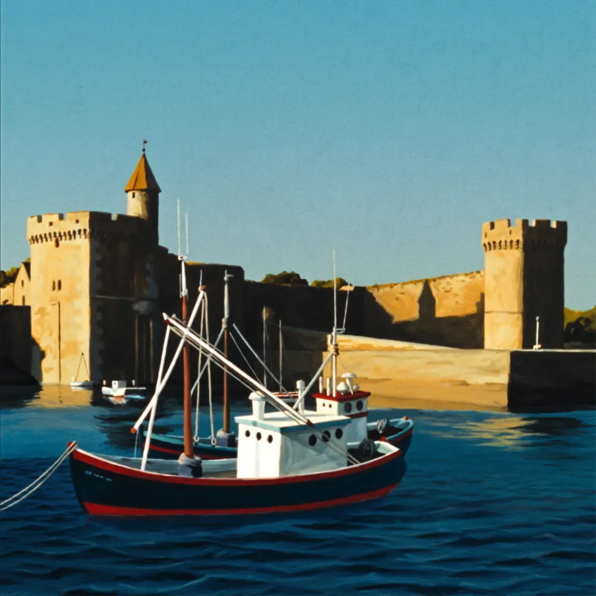 Illustrated coastal scene evoking France — the home of Les Mouettes d'Arvor