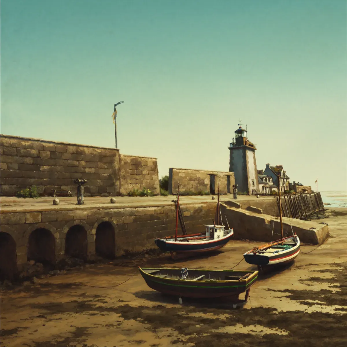 Illustrated coastal scene evoking France — the home of Kerbriant