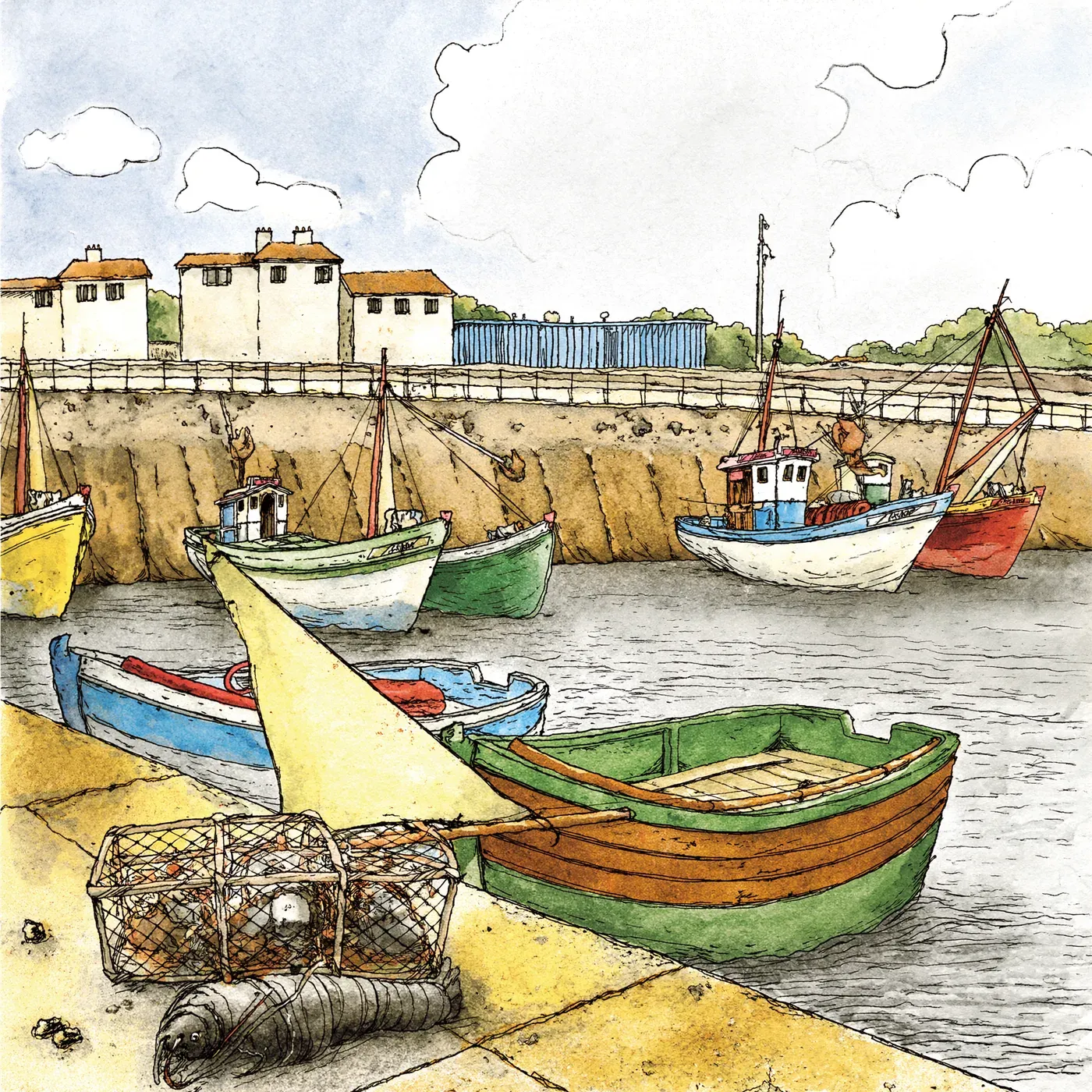 Illustrated coastal scene evoking France — the home of La Perle des Dieux
