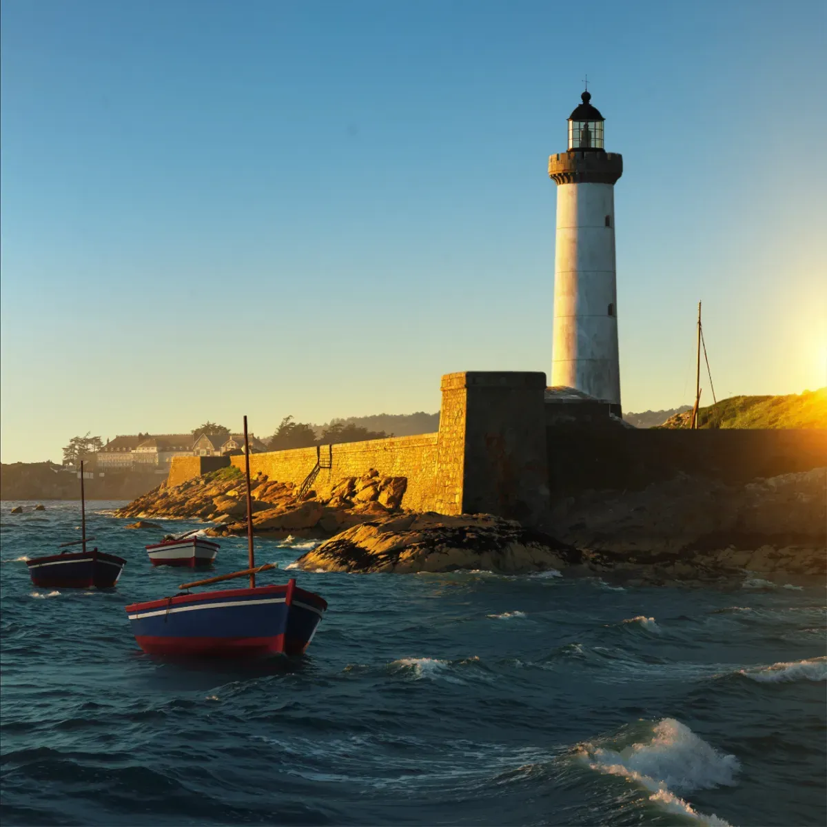 Illustrated coastal scene evoking France — the home of Furic