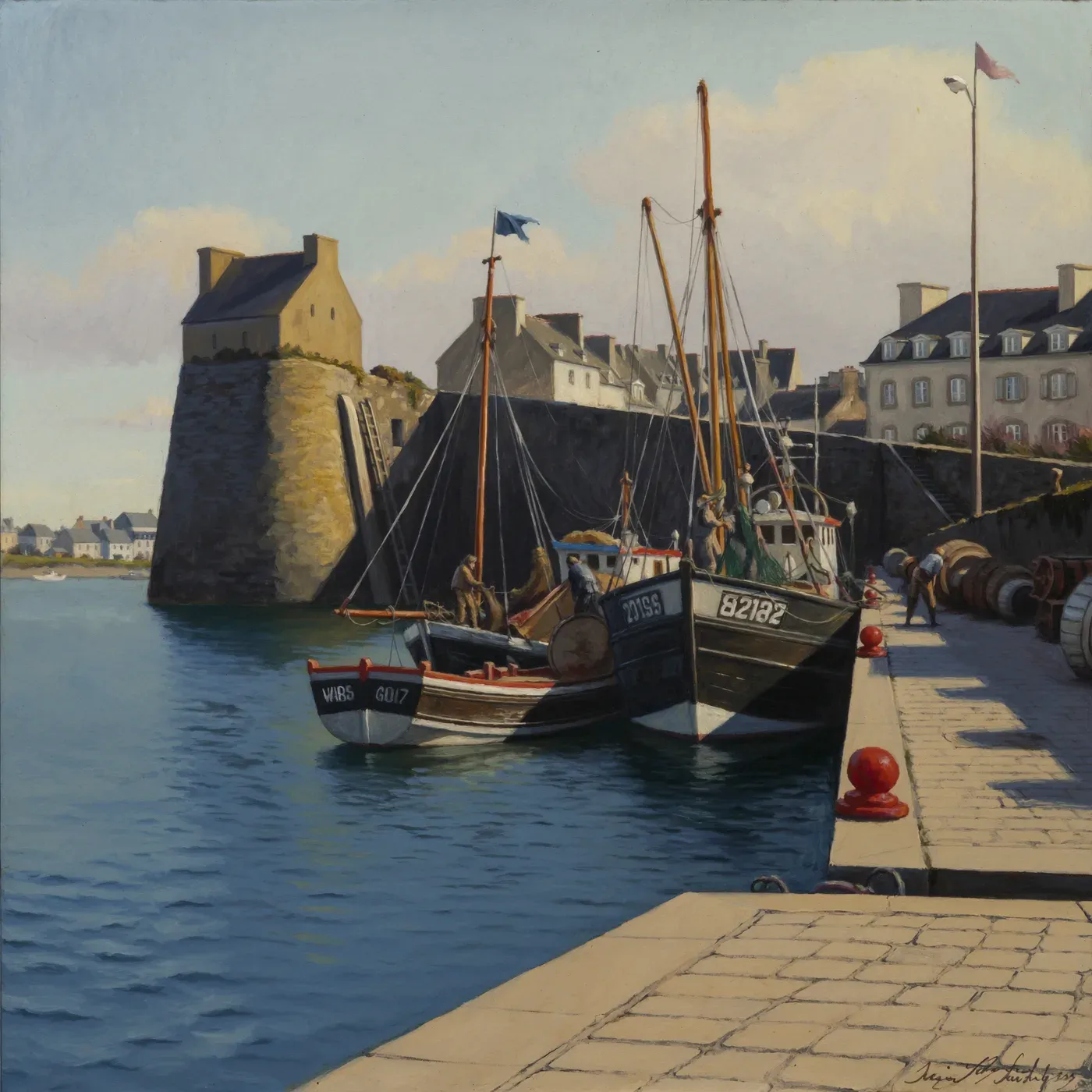 Illustrated coastal scene evoking France — the home of Rödel