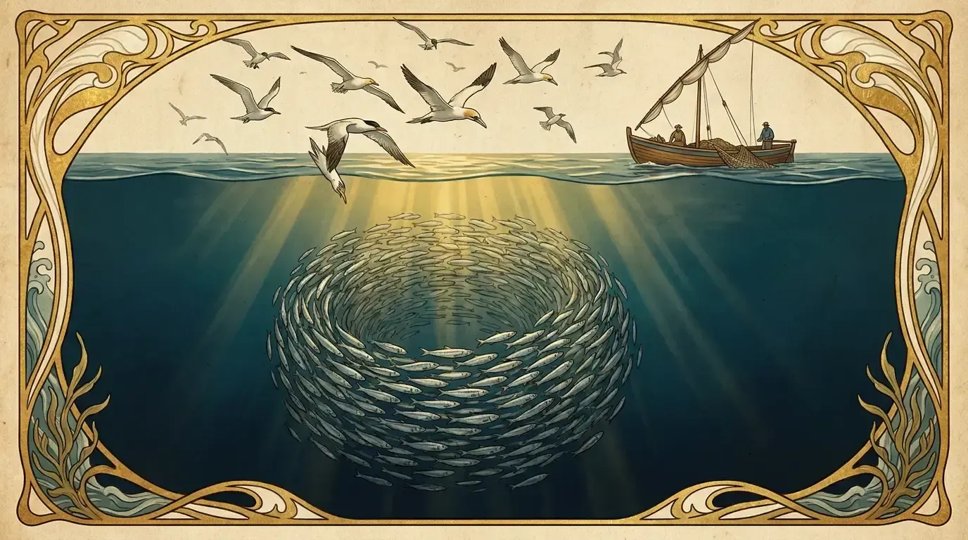 Thriving ocean with sardine school