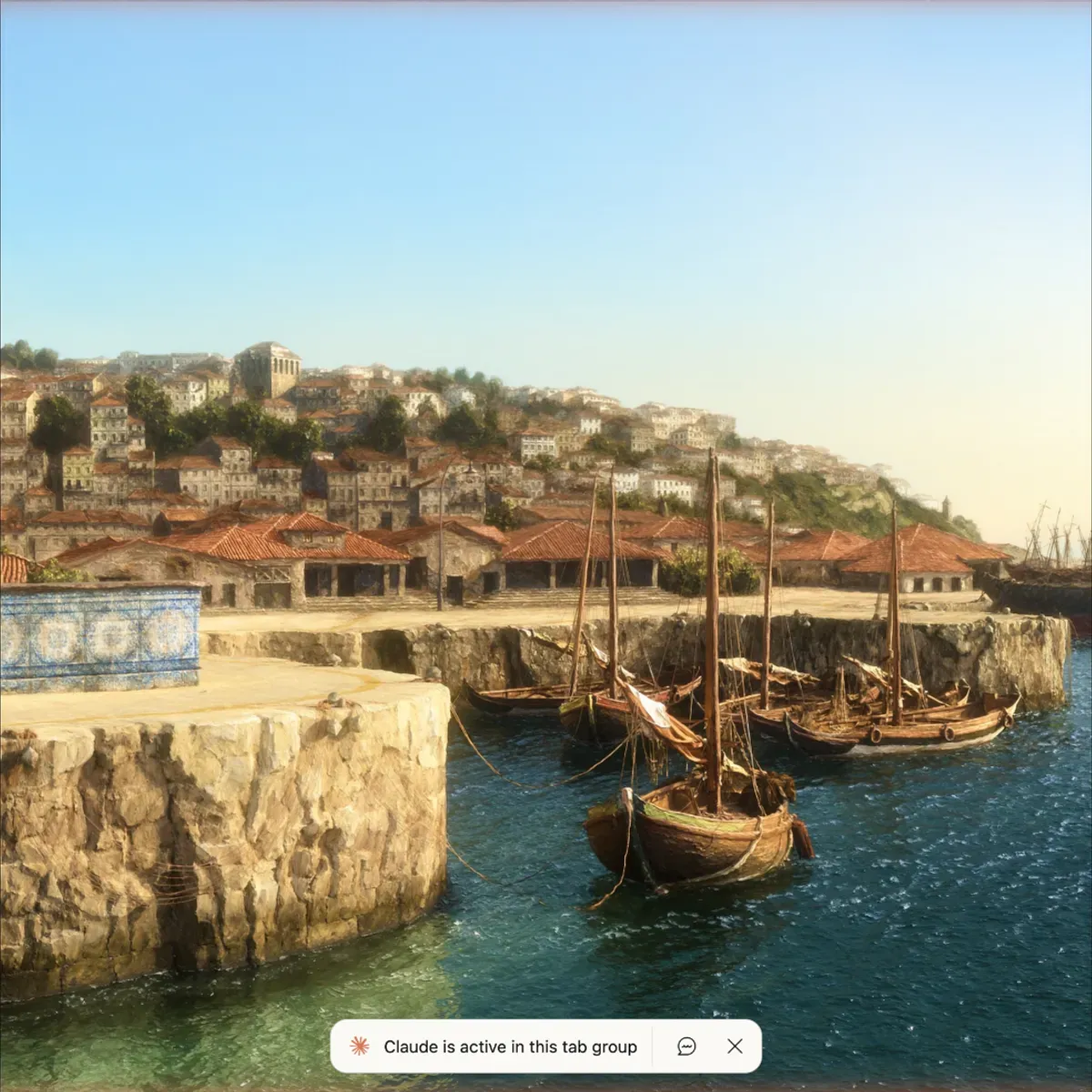 Illustrated coastal scene evoking Portugal — the home of Ramírez