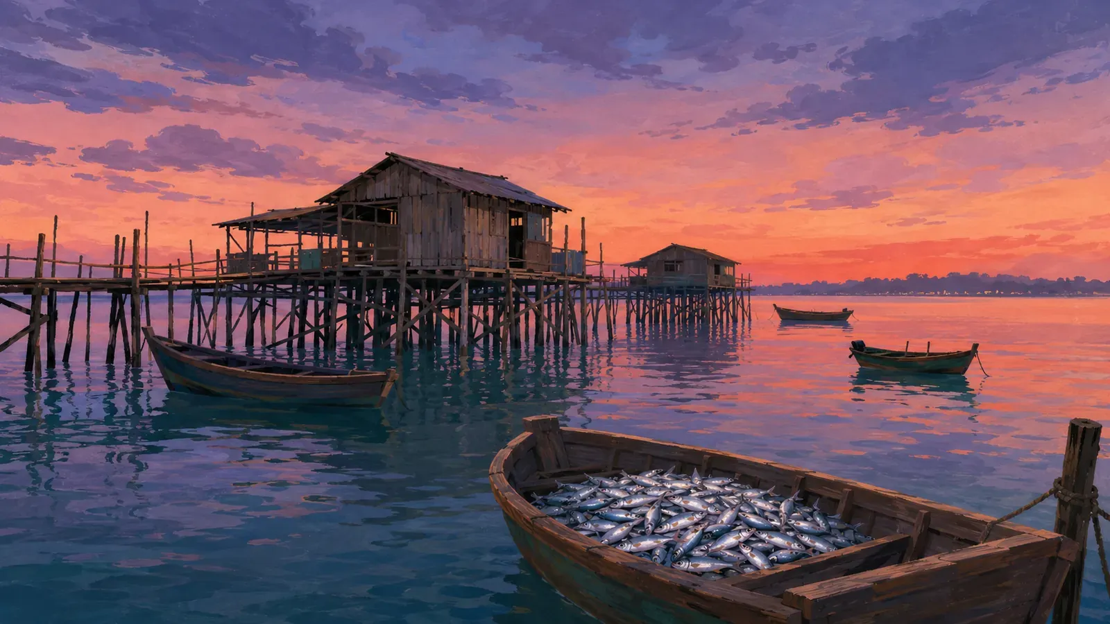Illustrated coastal scene evoking Malaysia — the home of King Cup