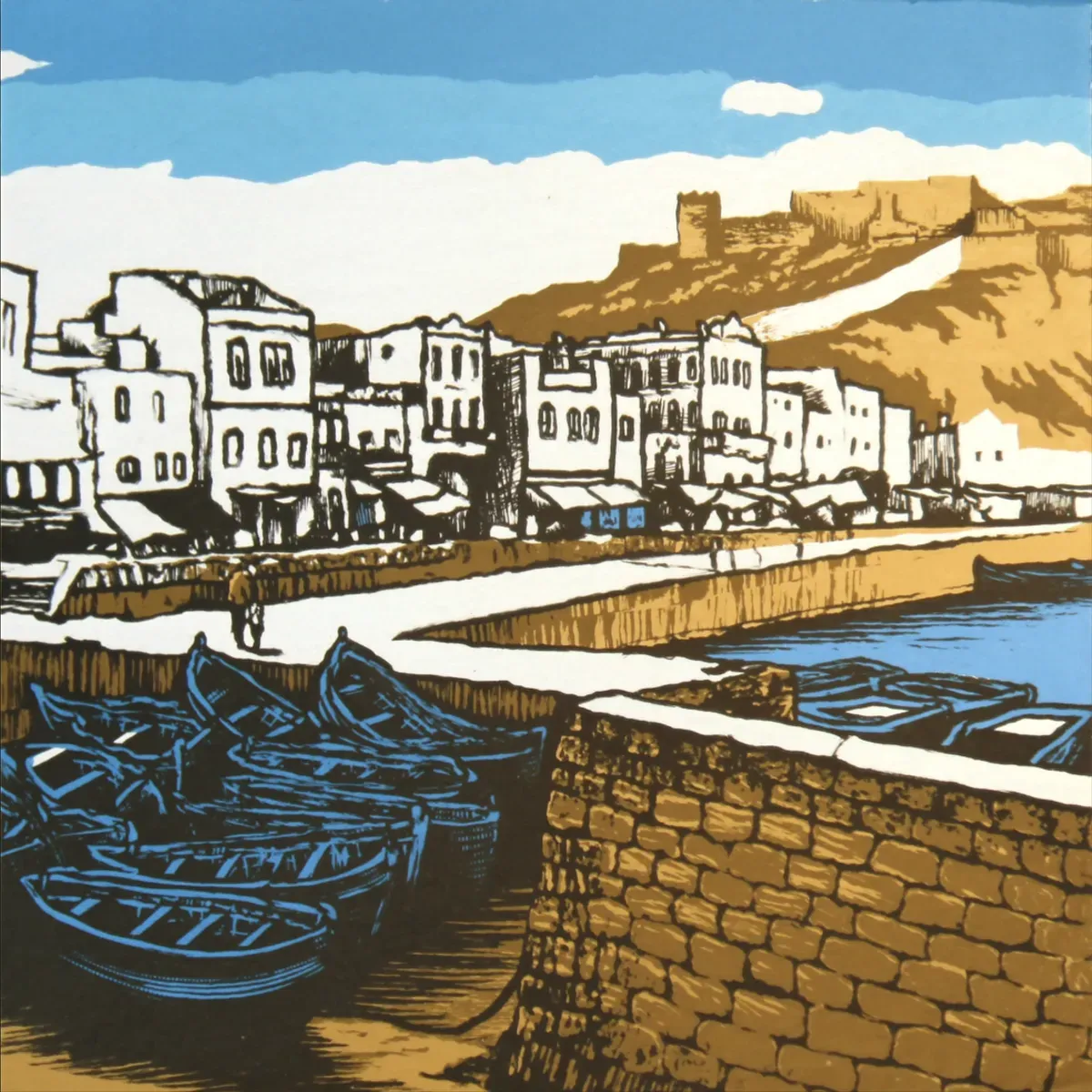 Illustrated coastal scene evoking Morocco — the home of Armorial