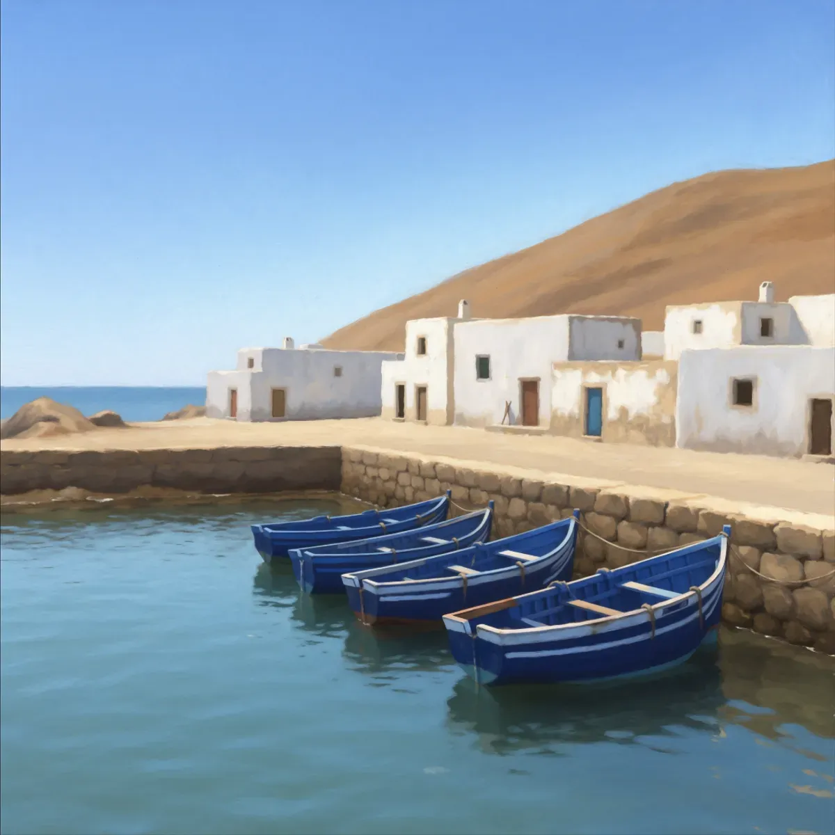 Illustrated coastal scene evoking Morocco — the home of Sultan