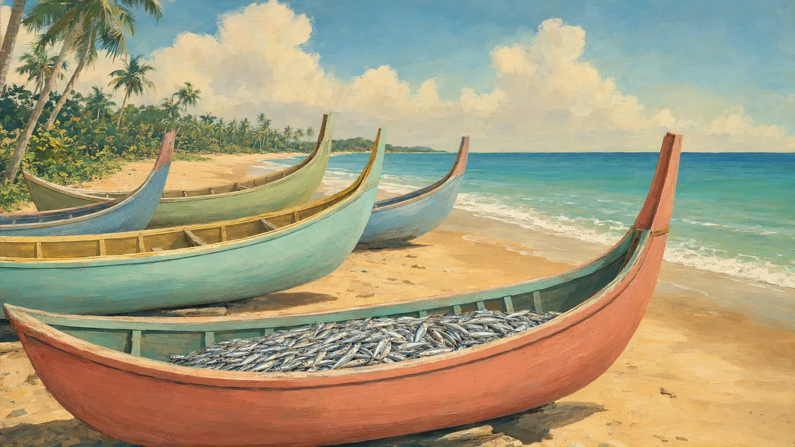 Illustrated coastal scene evoking Malaysia — the home of PERTIMA